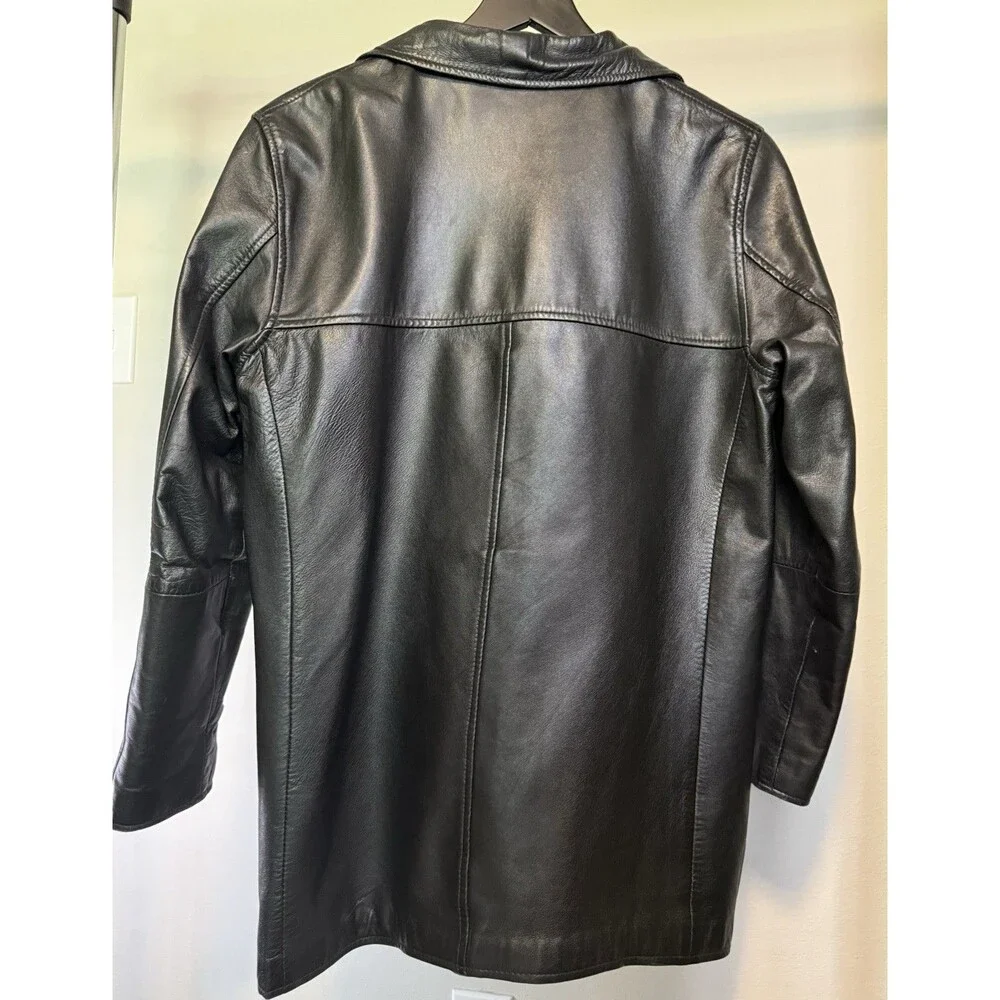 Vintage Moda International Leather Jacket Black Small Victoria's Secret 90s Y2K